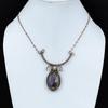 Пурпуритовое ожерелье, медная проволока, обернутая драгоценным камнем, ожерелье, изысканные ювелирные изделия ручной работы, регулируемое ожерелье, медная проволока, ювелирное изделие, подарок для женщин