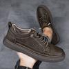 New Men's Casual Fashion Trends Leather Shoes Thick Bottom Low Top Sneaker Breathable Soft Tread Outdoor Non Slip Comfort Shoes