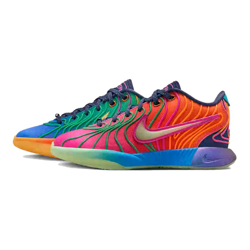 Nike Баскетбольные кроссовки LeBron 21 Optimism Photo Blue Laser Fuchsia Vapor Green Laser Orange Thunder Blue Green Shock для детей старшего возраста HF6819-400