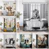Funny Animals Bathing Shower Curtains Highland Cow Pigs Rabbits Dogs Bathtub Bathroom Decor Polyester Bath Curtains with Hooks