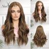 Synthetic Women's Front Lace Wig Long Wavy Wigs Ombre Brown Daily Party High Density Heat Resistant Hair
