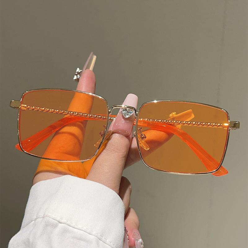 Винтажные квадратные солнцезащитные очки Мужские Модные Полностью металлическая оправа Повседневные солнцезащитные очки Женские Новые Трендовые Ретро Дизайн Декор Затененные