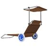 Folding Sun Lounger with Sunshade and Wheels Steel Taupe