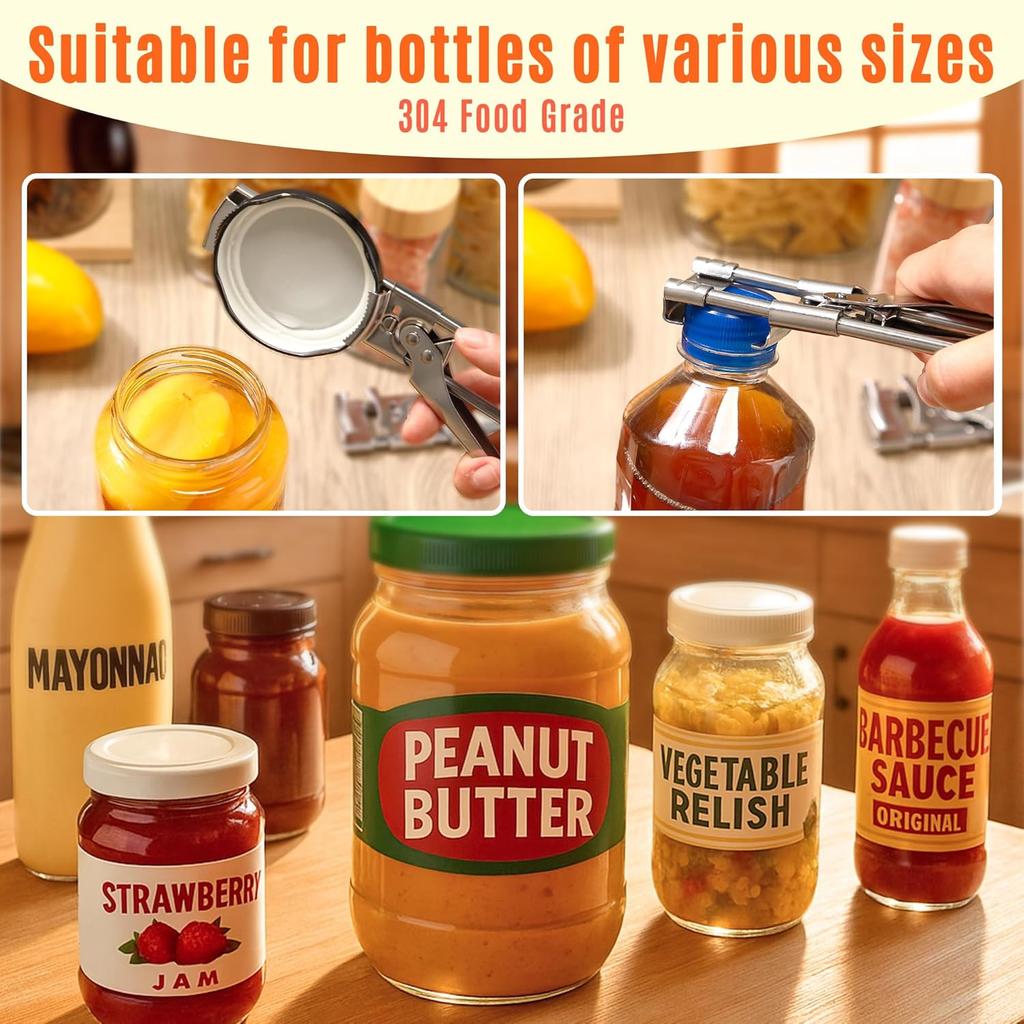 1 шт. Новый нескользящий консервный нож из нержавеющей стали, регулируемая открывалка для бутылок, регулируемый многофункциональный консервный нож из нержавеющей стали