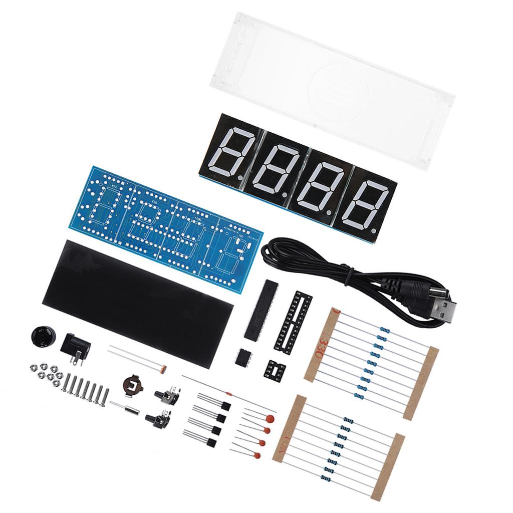 4 digit DIY Digital LED Clock Kit Auto Display Time Temperature Electronic DIY Kit Clock