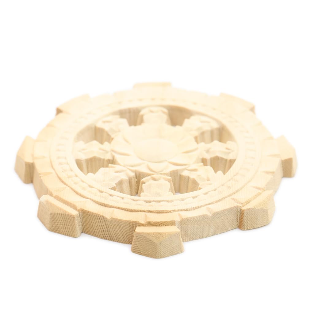Kurita's Special Buddhist Statue [Buddhist Implement] Single-Sided Carved Buddhist Wheel (10cm Diameter) Made of Cypress Wood, 2805