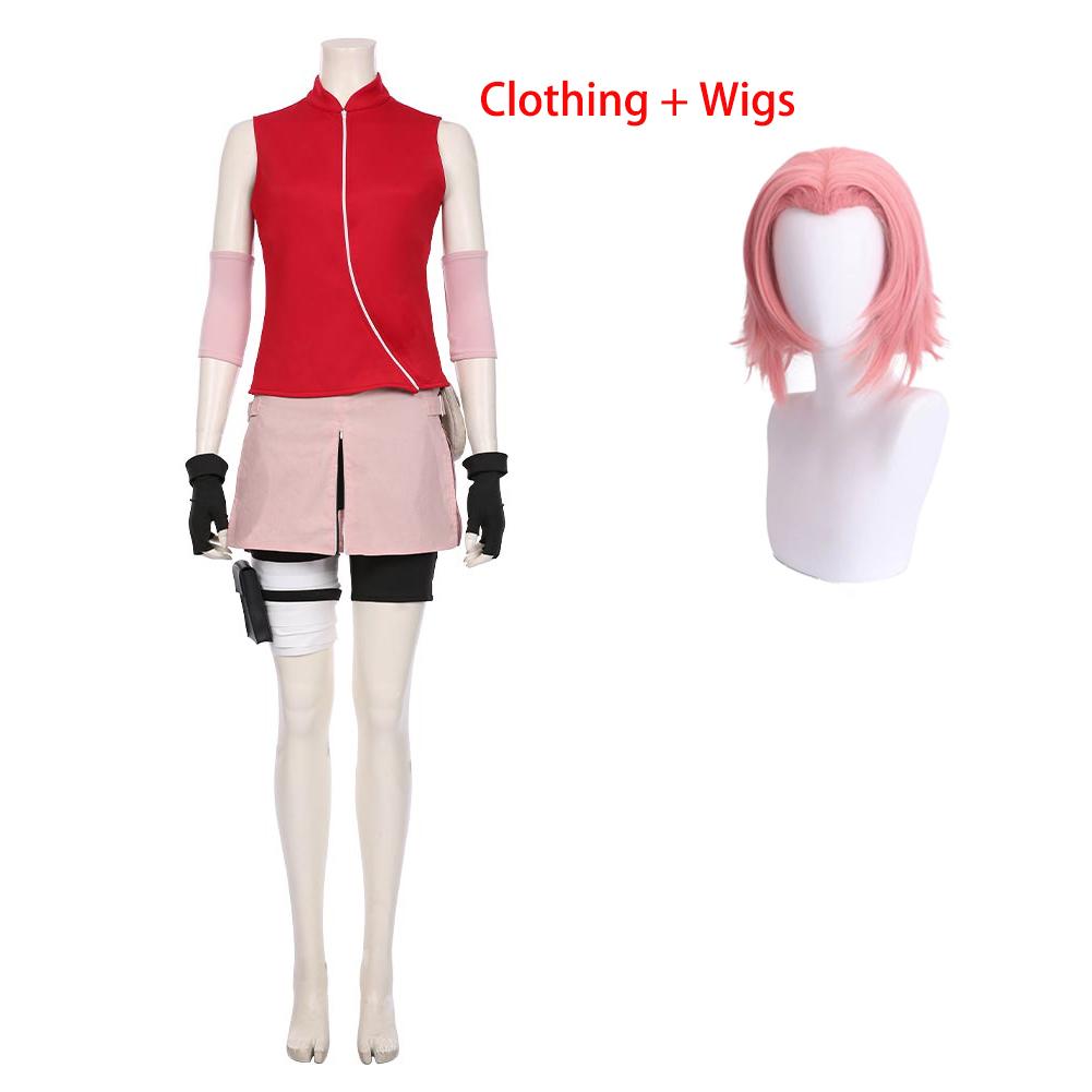 Haruno Sakura Cosplay Costume Women Girls Skirt Outfit Halloween Carnival Costumes