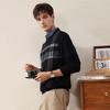 Komon Boka Men's Color-block Plaid Wool Sweater