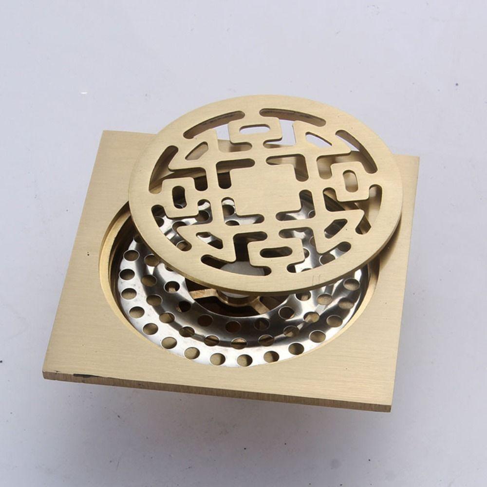 Anti-odor Square Shower Drain Brass Bathroom Drainage Convenient Floor Hair Catcher Laundry Floor