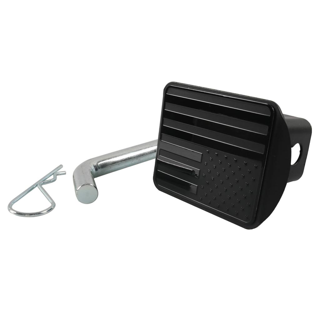 Металлическая крышка сцепного устройства с эмблемой американского флага и стопорным штифтом(Подходит для 2-дюймовых приемников Черный)