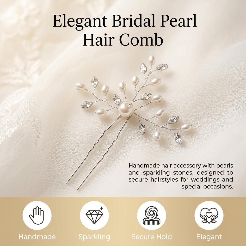 Bridal Hair Comb With Pearls And Rhinestones Wedding Hair Accessories For Bridal Hairstyles