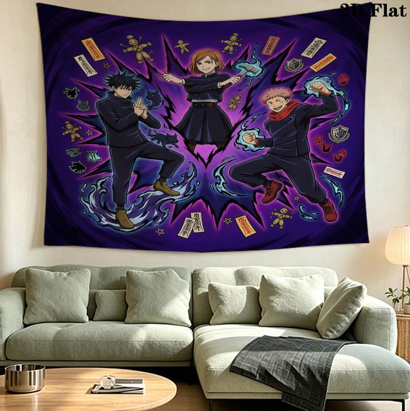 Jujutsu Kaisen Wall Tapestry Aesthetic Wall Hanging Printed Fabric Blanket Decorative Tapestries For Bedroom Living Room Home Decor
