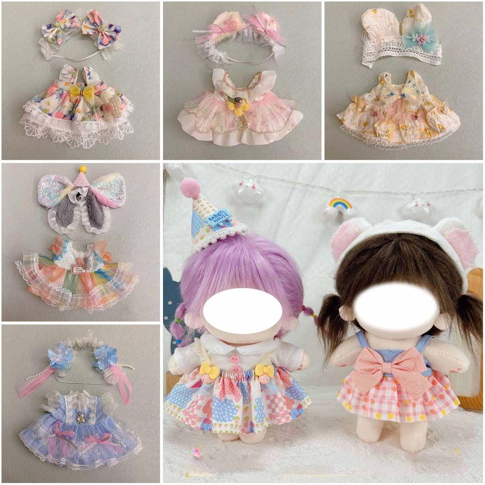 20CM Doll Clothes Multicolor Hairband Suspender Gift Cap Dress Suit Cotton Stuffed Doll