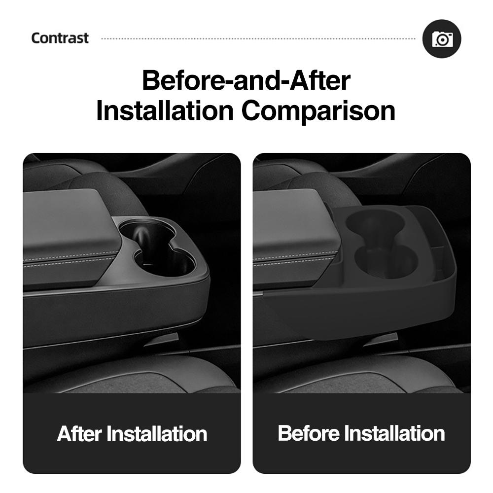 Heenvn Silicone One‑Piece Cup Holder&Sunglasses Storage Tray For Tesla ModelY Standard2026 Center Console Organizer Accessories