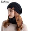 Cross-border Men's and Women's Same Hat Scarf Suit Korean Version Plus Velvet Pullover Cap Outdoor Warm Knitted Wool Cap