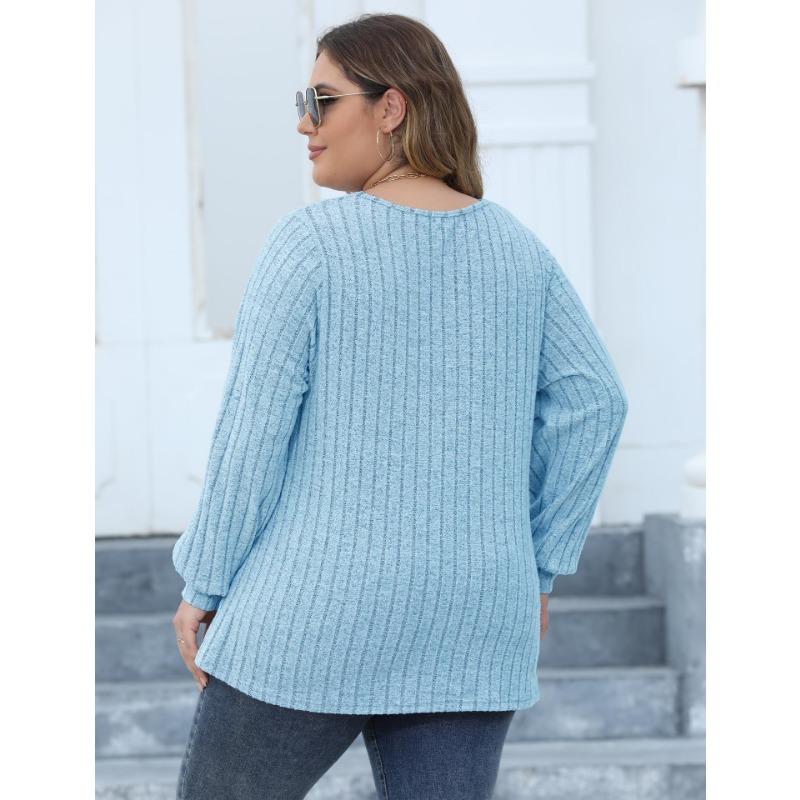 Women's Casual Autumn and Winter Big Size Striped V-neck Cross Bottoming Pullover Jumper