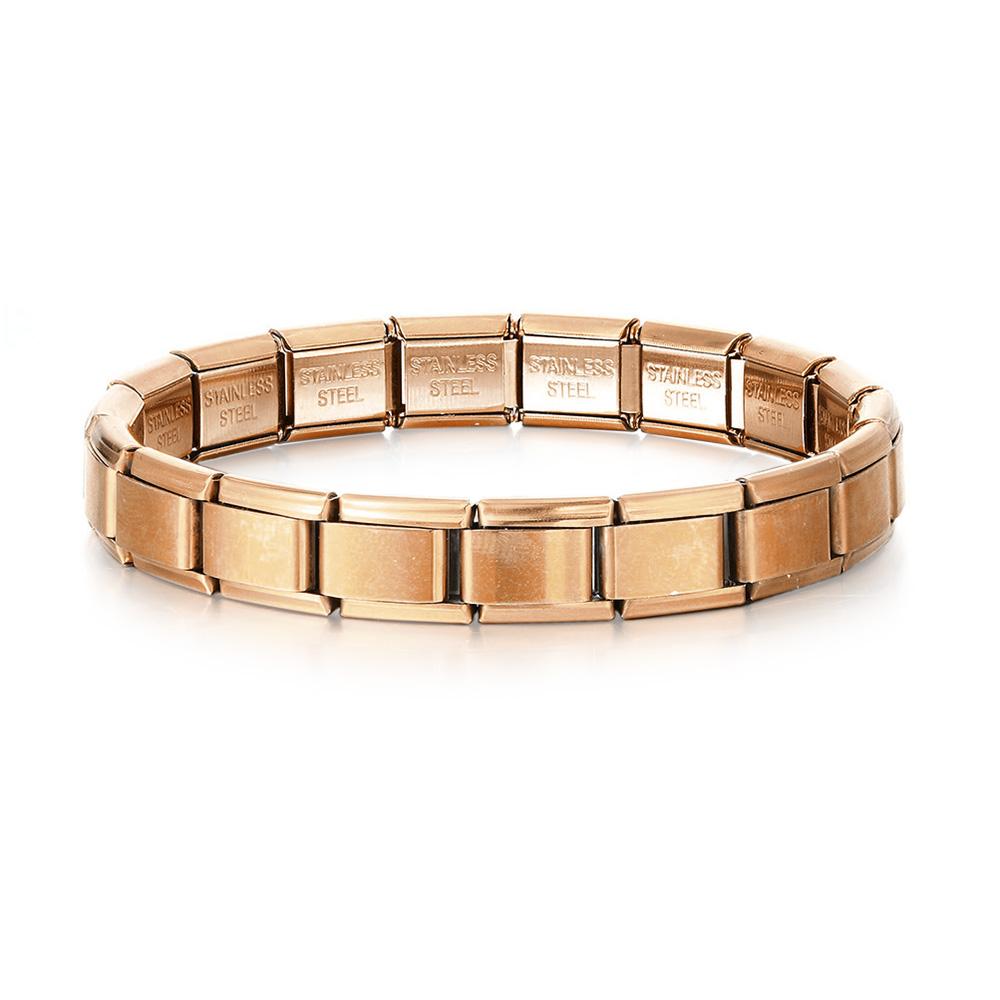 Fashion Simple Elastic Italian Charm Link Chain Stainless Steel Bracelet for Women Men Colorful Bangle on Hand DIY Jewelry Gift