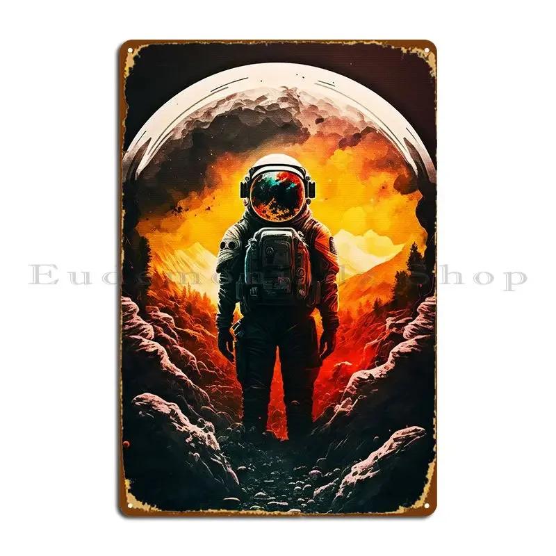 Astronaut On The Moon Metal Plaque Garage Customize Designs Vintage Kitchen Tin Sign Poster