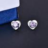 Purple White Women's Small Earrings Mini Love Heart Round Rhinestone Middle Fashion Sweet Tiny Stud Earrings Girls Jewelry