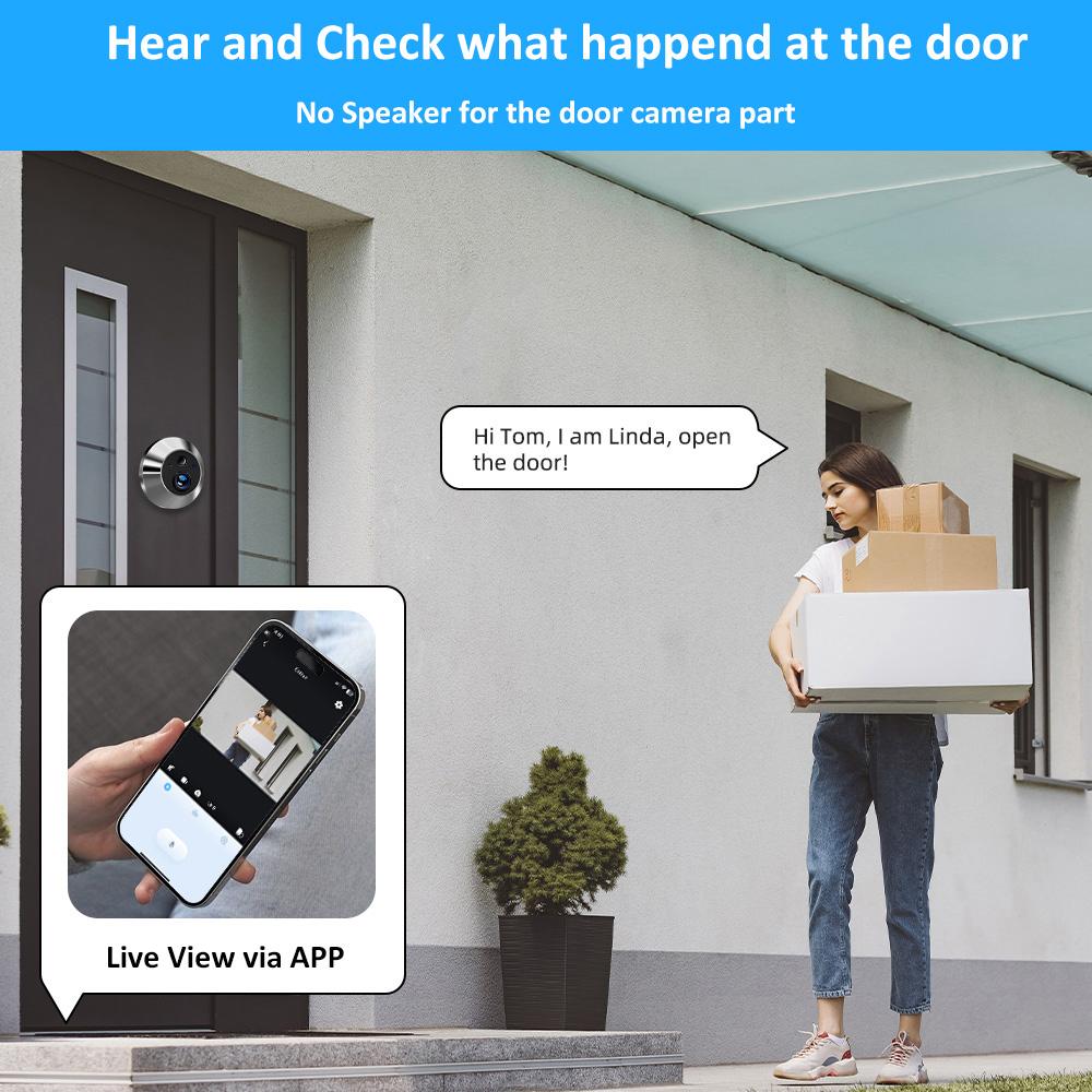 HD 3MP Outdoor House WiFi Peephole Door Eye Camera Security One-way Audio Night Vision Video Digital Peephole