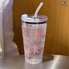 Chic Bow Printed 16.9oz Plastic Water Bottle With Straw And Lid Coffee Cup Travel Mug For Hot And Cold Drinks Outdoor Tableware