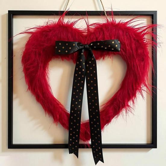 Yousheng Valentine's Day Door Banner with Heart Garland Festive Wall Hanging Decor for Party Home Window Decorative Wreath for Indoor Outdoor Holiday