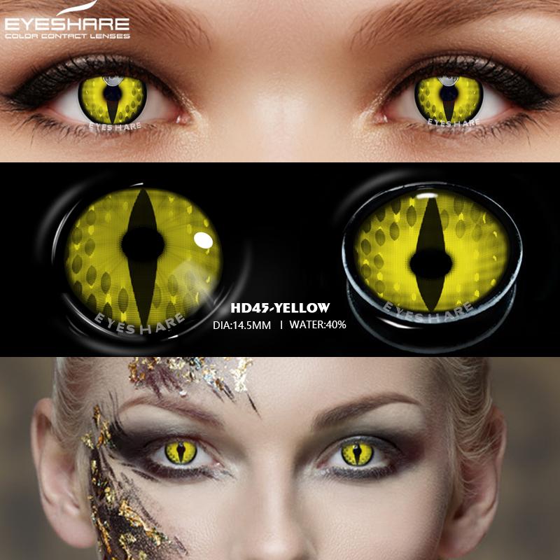 Eyeshare Цветные контактные линзы для глаз Косплей Цветные линзы Линзы для Хэллоуина Желтые контактные линзы Красные контакты Ежегодные косметические линзы для макияжа