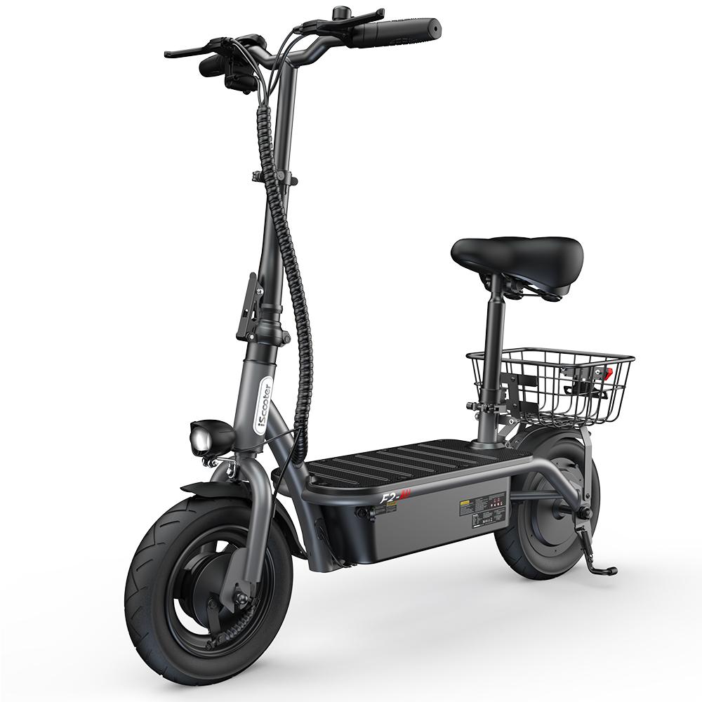 iScooter F2 10'' Electric Scooter 500W 36V/7.8Ah 30KM/H Folding Light Weight with Seat and Basket Small Shopping Scooter