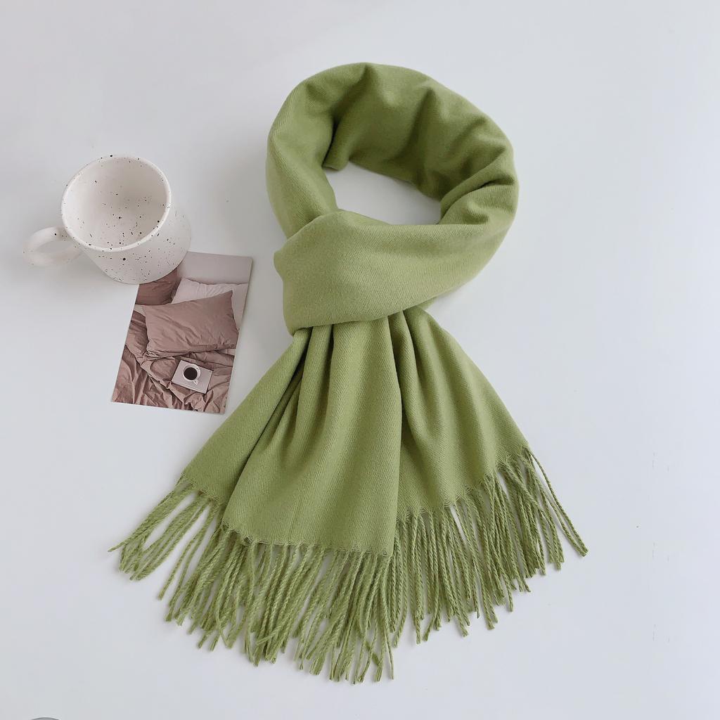 34 цвета, зима 2024, новый высококачественный искусственный кашемировый кисточкой однотонный шарф для женщин, универсальный темпераментный платок-шарф