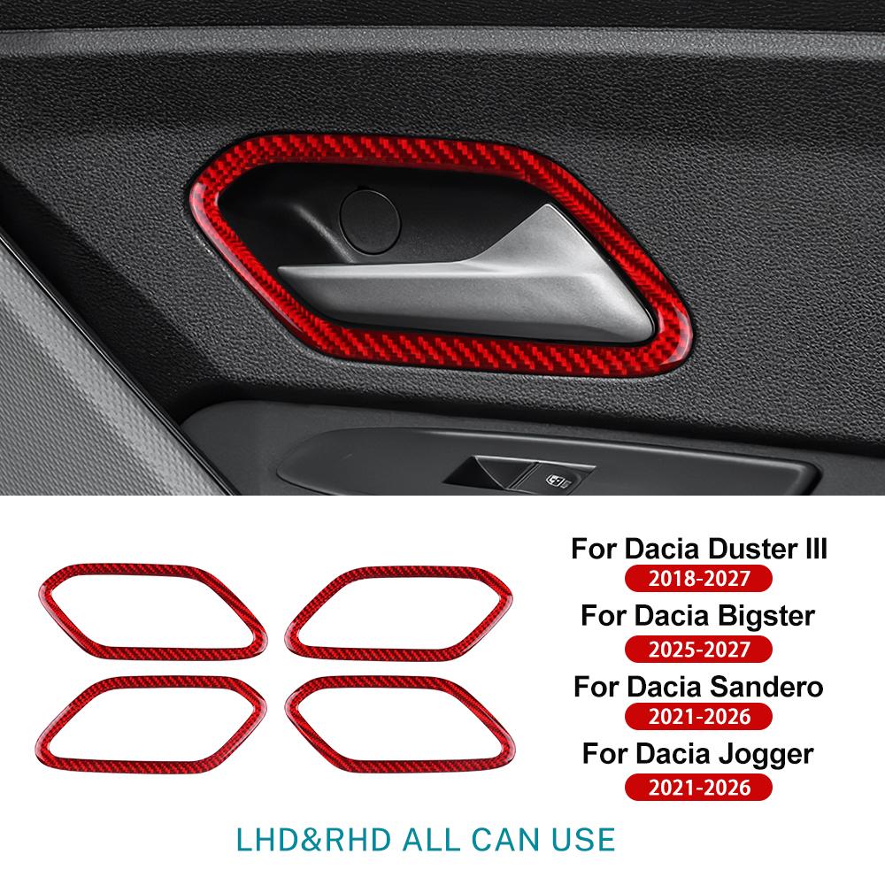 Sticker For Dacia Duster III 2018-2027 Bigster 2025-2027 Sandero/Jogger 2021-2026 Soft Carbon Fiber Inner Door Handle Frame Trim