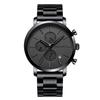 Hannah Martin Watch Chronograph Quartz Stainless Steel Waterproof Business Stylish Simple Popular Present Black Men's