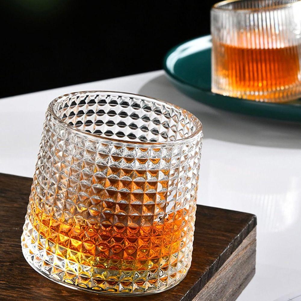 Хрустальный бокал для рома Вращающийся бокал для виски с основанием Вращающаяся стеклянная посуда Креативный подарочный бокал