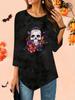 Женская свободная футболка с круглым вырезом и рукавом три четверти, 3D-рисунок на Хэллоуин, идеальный подарок на Хэллоуин и Рождество