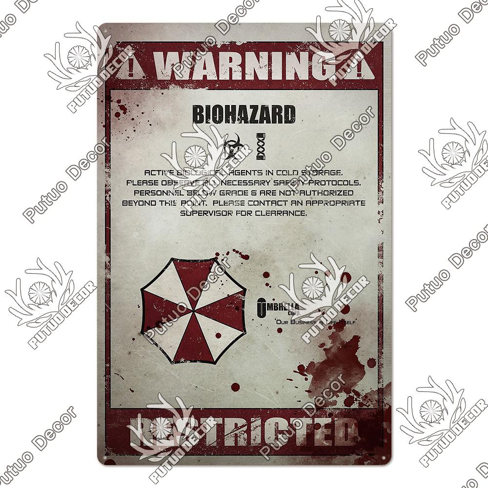 Putuo Decor Warning Vintage Metal Sign Plaque Metal Retro Tin Sign for Bar Club Park Backyard Home Man Cave Wall Decor