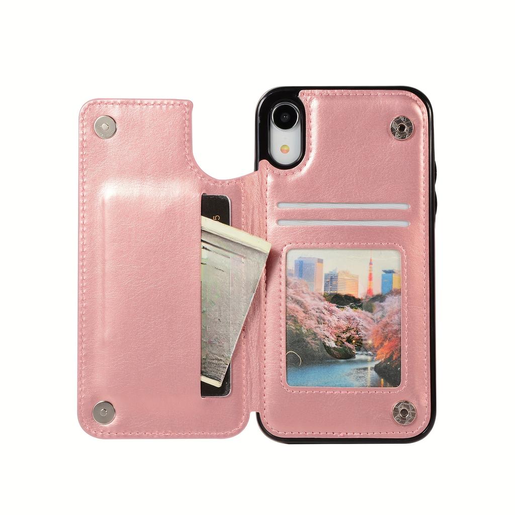 Чехол для телефона-кошелька с держателем для карт, чехол с подставкой для карт из искусственной кожи, двойной магнитной застежкой и прочным противоударным чехлом, для IPhone