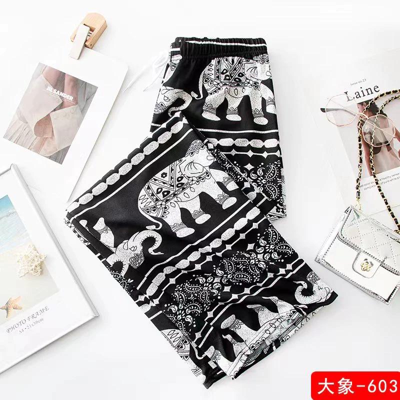Elephant Pants Adjustable Elastic Waist Strap Rope Loose Legs Women Men Unisex Print Thailand Casual Streetwear Beach Bohemian Retro Vintage