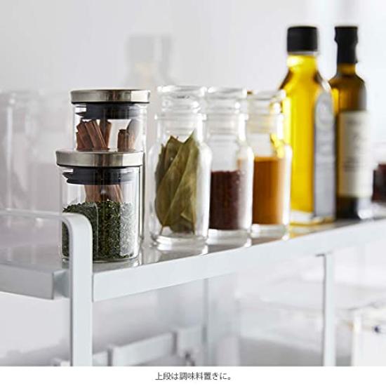 Боковая полка для плиты Yamazaki Jitsugyo 5235, черная, с крючком для приправ, прибл.. Ш53XГ15.3XВ51см