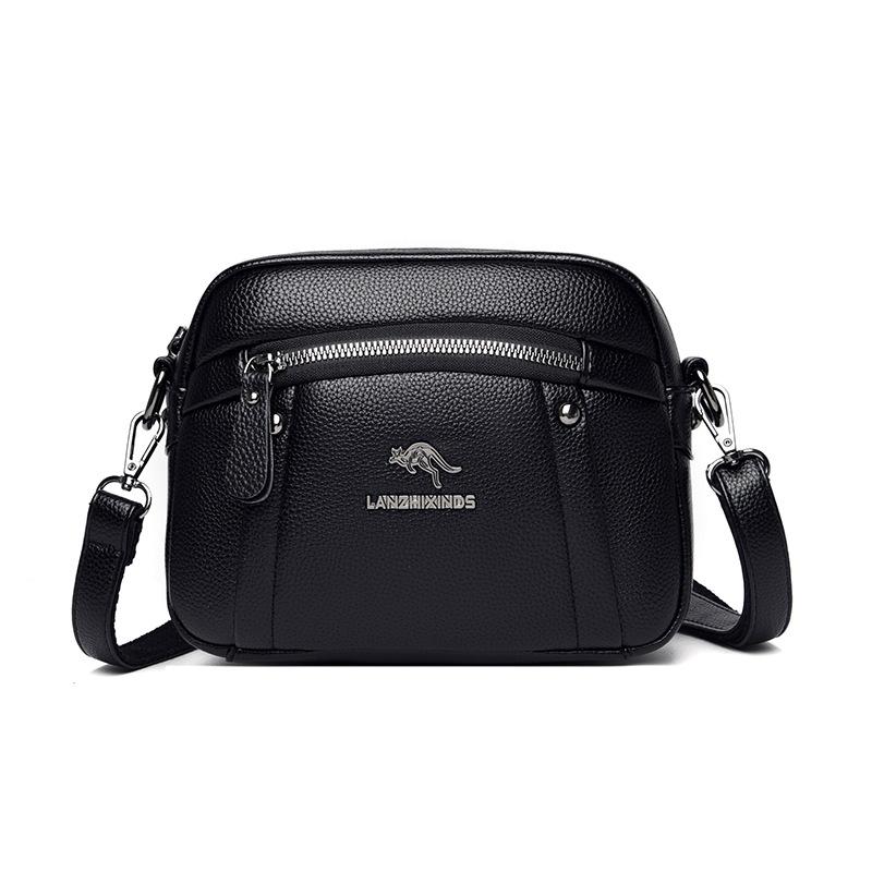 New Women's Bags Small Round Bags, Korean Style Fashion Crossbody Bags Soft Leather Middle-aged Women's Mother's Bags Trendy