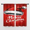 2 шт. Рождественские шторы с цифровой печатью, Шапка Санты, Текст Merry Xmas, Красный фон, Праздничные для декора окна гостиной, спальни