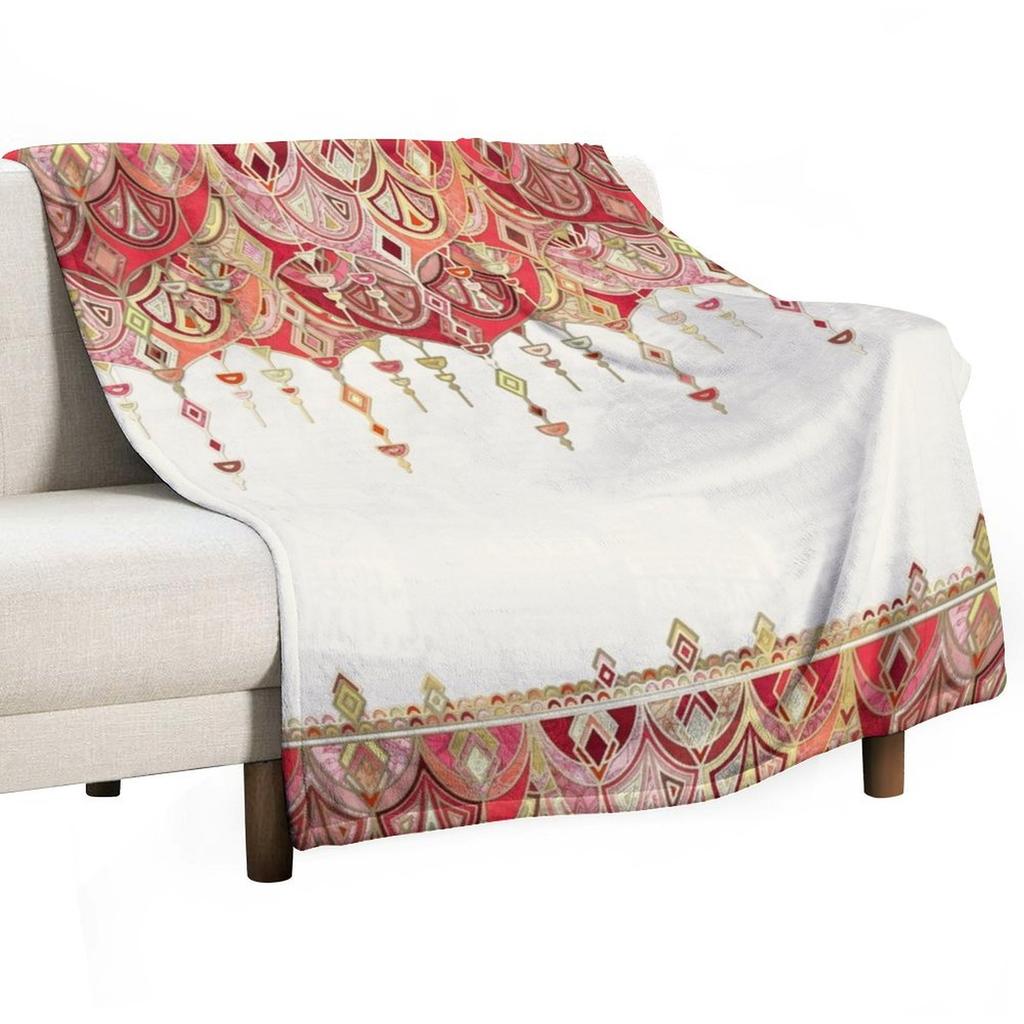 Royal Red Art Deco Double Drop Throw Blanket sofa bed Polar Soft Plush Plaid blankets ands Blankets