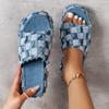 Женская обувь, новый стиль, летние пляжные туфли на наклонном каблуке на толстой подошве, джинсовые тапочки, модные удобные повседневные сандалии