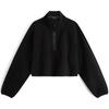 Solid Color Minimalist Embroidered Letter Stand Collar Fleece Short Sweatshirt Women Sweatshirt Space-Black 4WF3W327001