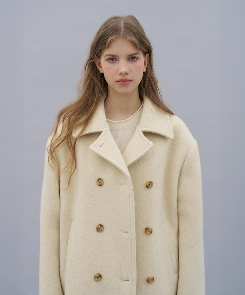 Vem.Ver Wool Blended Double Button Half Coat_Cream