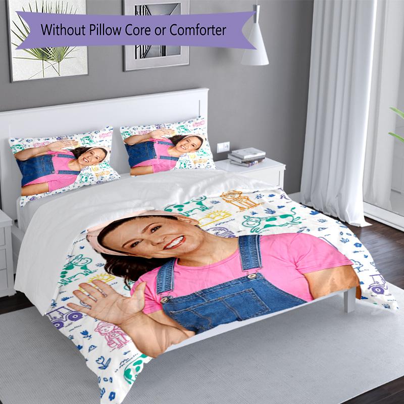 3pcs Franco Ms. Rachel Educational Adventures pattern bedding set duvet cover set includes duvet cover &pillowcases, perfect all season bedroom decora