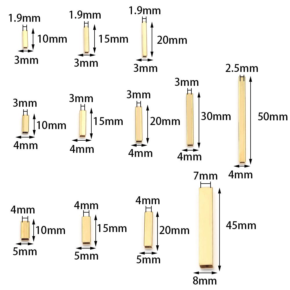 5-10pcs/lot Stainless Steel Positioning Long Tube Beads Rectangular Spacer Beads For DIY Bracelet Necklace Jewelry Wholesale