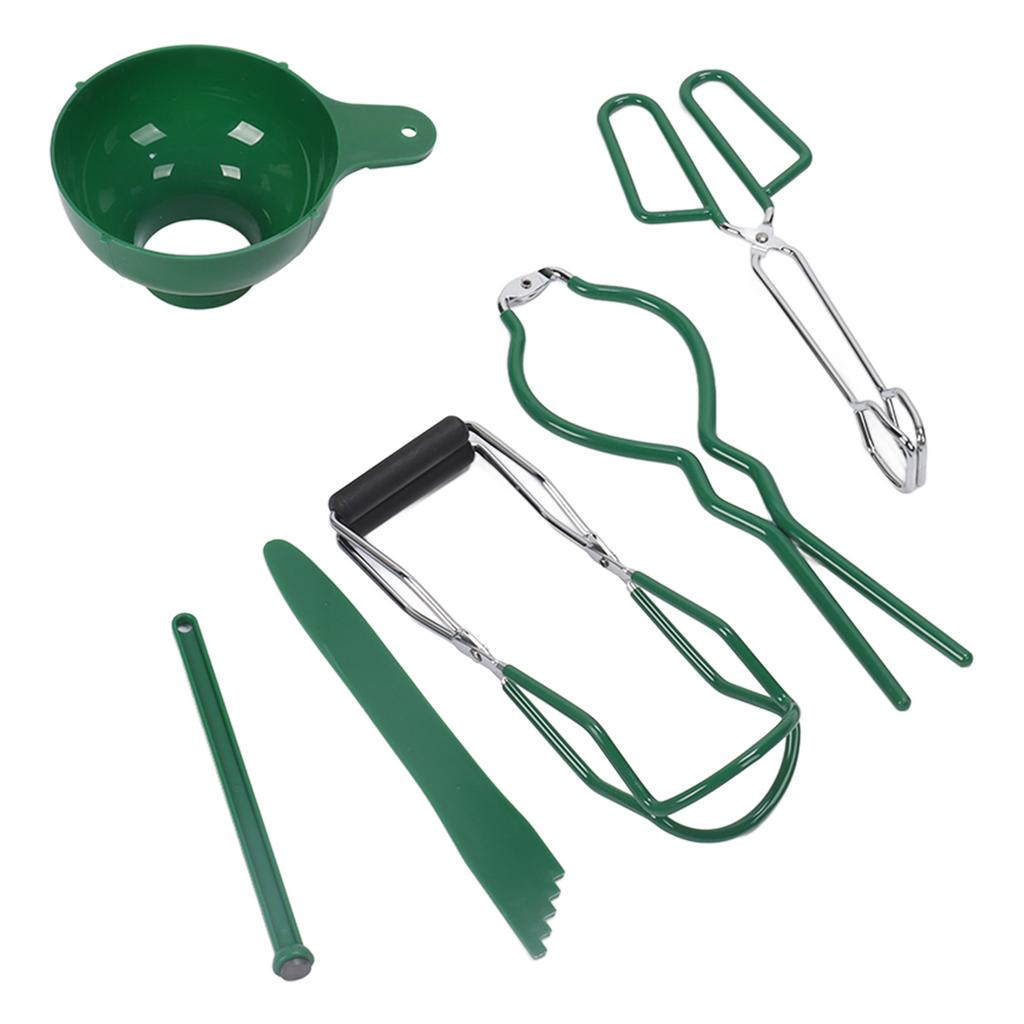 6 Pcs Canning Jar Lifter Kit With Grip Handle Stainless Steel Can Tongs Clip Heat Resistance Anti-Clip Jar Glass Bottle Holder