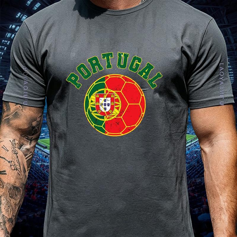 Portugal Champion Soccer T Shirt Unisex Unisex Vintage Football National Flag Emblem Print Cotton Fan Casual Short Sleeve Tee