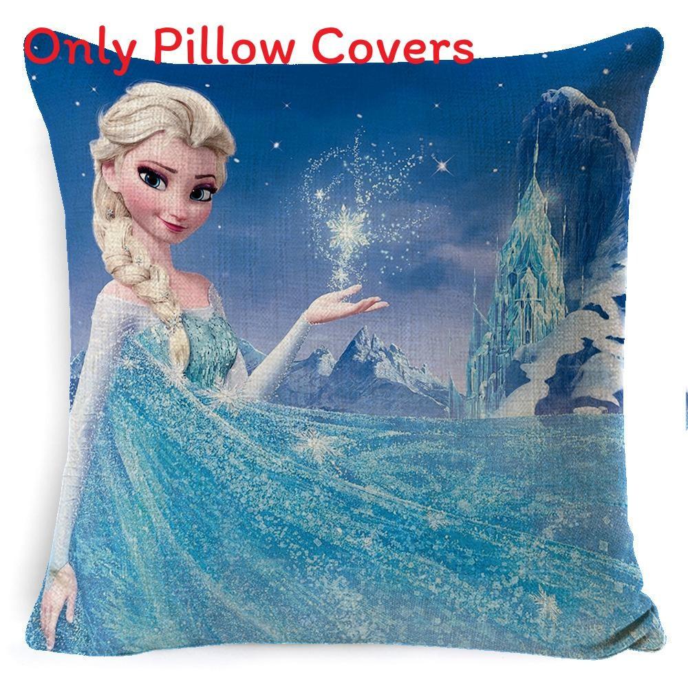 The Frozen Snow Queen Cartoon Cushion Cover Linen Material Cozy Spaces Home