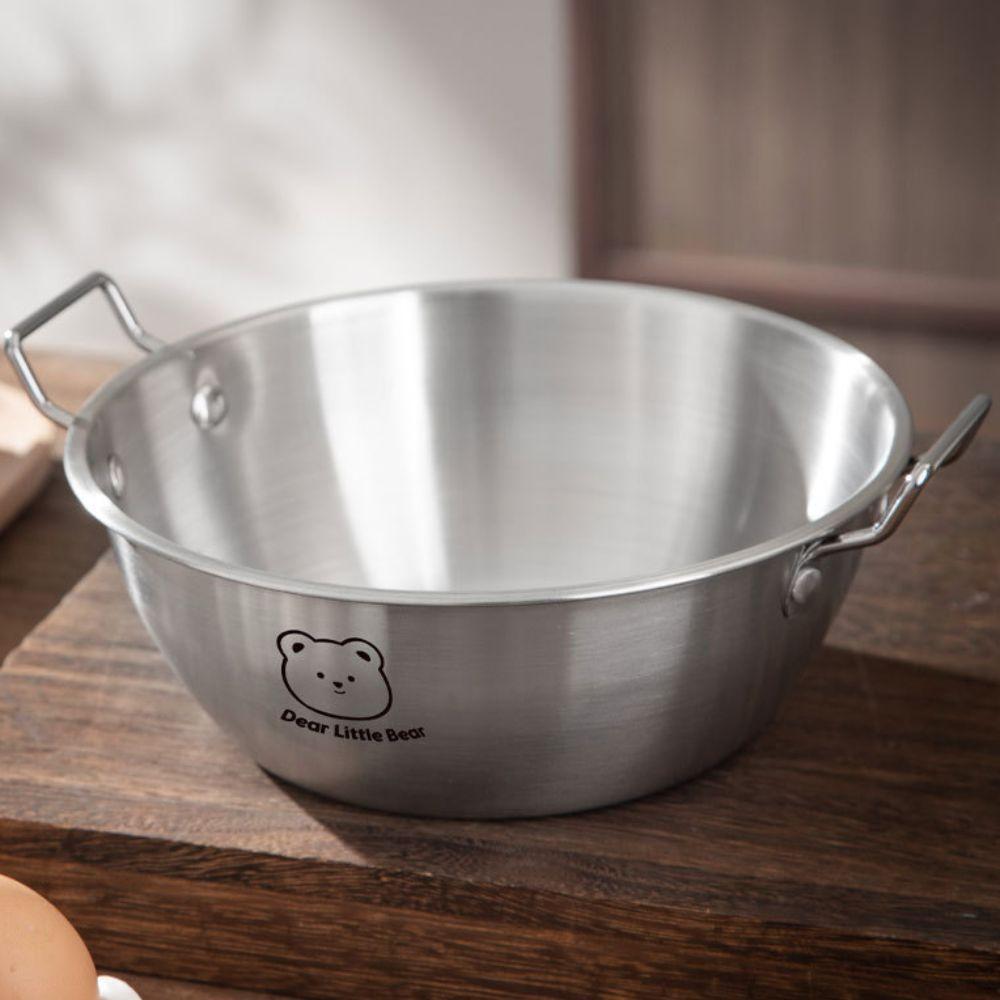 304 Stainless Steel Seafood Rice Pot Bear Pattern Salad Bowl Durable Korean Noodle Bowl  Picnic