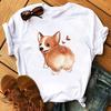 Female T -Shirt Funny Corgi Dog Printed Shirt Harajuku 90s Kawaii Women Short Sleeve T Shirt Tops Graphic T -Shirts Woman Tee
